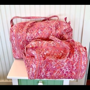 Two Vera Bradley Duffle Bags Medium and Large